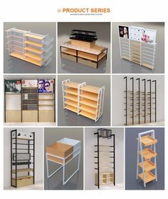 several different types of shelves and shelvings in various sizes, shapes and colors