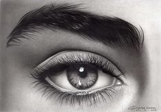 a drawing of an eye with long lashes