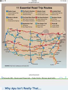 a map that shows the route to different destinations in the united states and where they are located