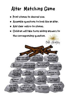 a poster with instructions on how to use the altar matching game for children and adults