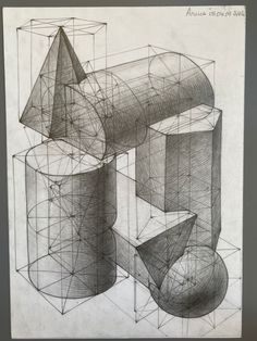 an image of some kind of drawing on white paper with black and grey lines in it