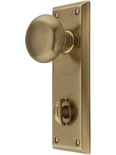 an antique brass door handle with a round knob