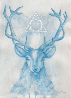 a drawing of a deer with horns and a triangle on it's head is shown