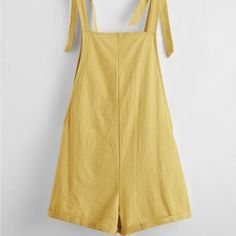 Shein Knot Strap Tie Pocket Romper Yellow Romper, Comfy Jumpsuits, Cami Romper, Rolled Hem, Natural Fabrics, Overall Shorts, Stretch Cotton, All Fashion, Jumpsuits For Women