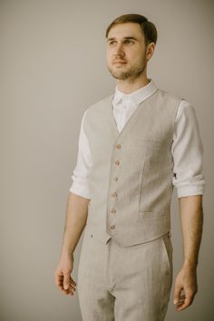 Linen Clothes For Men, Vest Linen, Vest Outfits Men, Tailored Waistcoat, Linen Waistcoat, Mens Formal Vest