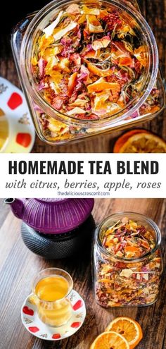 homemade tea blend with citrus, berries, apple, raspberries and oranges