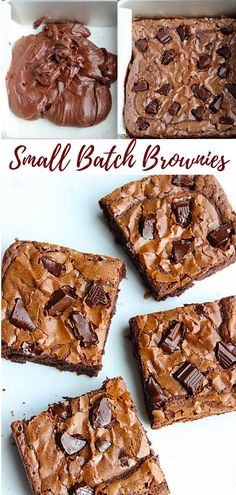 small batch brownies with chocolate frosting on top and in the middle, cut into squares