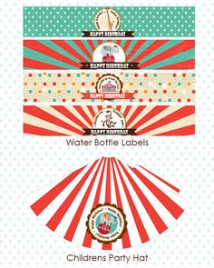 the water bottle labels for children's party hats