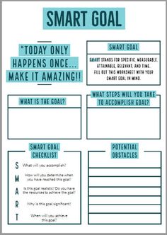 the smart goal worksheet for students to learn how to make it easier and more fun