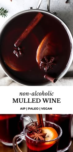 an image of mulled wine with cinnamon sticks