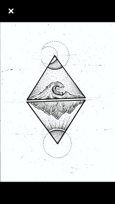 a drawing of a diamond with an image of a bird in the center on it