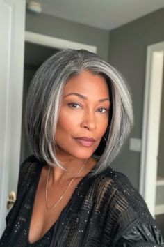 Salt And Pepper Hair, Grey Wig, Classic Hairstyles, Straight Bob, Bob Wig, Real Human Hair, Straight Wig