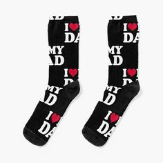 Super soft all-over printed knit socks with extra cushioning in the sole. Suitable for men and women. I love my dad Dad Socks, I Love My Dad, My Dad, Knit Socks, Socks For Sale, Knitting Socks, Multi Color, Socks, I Love