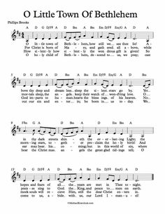 sheet music with the words o little town of behlehem