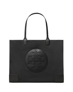 Tory Burch Ella Large Tote Tory Burch Ella Tote, Ella Tote, Tory Burch Ella, Side Snap, Upcycled Materials, Black Tote, Artificial Leather, Open Top, Black Tote Bag