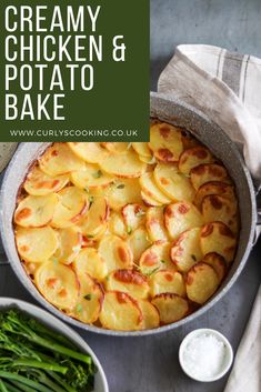 creamy chicken and potato bake with broccoli on the side