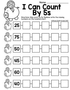 I Can Count: Skip Counting by 5s Worksheets Counting By Fives Activity, Skip Counting Second Grade, Counting By 5s, Skip Counting By 5's, Counting Backwards, Counting In 5s