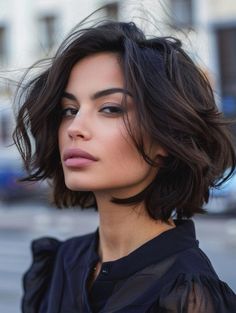 Short Bob With Thick Hair, Big Nose Bob Haircut, Bob Big Nose, Short Hair Big Nose Haircut, Bob Haircuts Thick Hair, Thick Hair Short, Short Hair For Full Face Women, Short Bob Hairstyle Women Round Face, Short Haircut Side Part