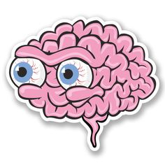 a pink sticker with an eyeball in the shape of a brain, on a white background