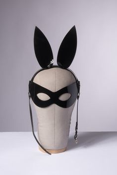 Apatico - Harness Bunny Ears Mask Headpiece - PVC & Leather Back Of Head, Adorable Bunny, Gothic Accessories, Black Gloss, Rabbit Ears, Black Vegan, Bunny Ears, Bunny Ear, Cute Bunny