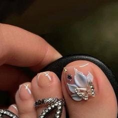 Nail Glam, Unique Acrylic Nails, Black Nail, Toe Nail Designs