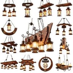 an assortment of old fashioned hanging lights