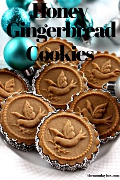 homemade gingerbread cookies on a plate with ornaments