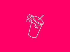 a drink with a straw in it on a pink background