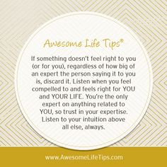 a quote that says, awesome life tips