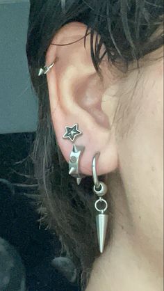 a close up of a person's ear with three stars and a star on it