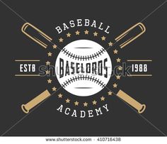 baseball emblem with bats and ball on black background for t shirt print or other uses