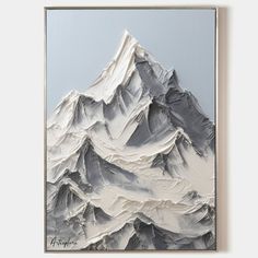 Snow Mountain Painting Rich Textured Mountain Art White Snow Mountain Landscape Painting Mountain Art Painting, Mountains Art Painting, Fluid Shapes, Abstract Mountain, Custom Frames, Modern Mountain, Linen Canvas