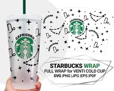 starbucks cup wrapper with starbuck's logo on the front and side, full wrap for ventila cold cup