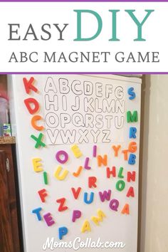 an easy diy magnetic magnet game for kids to play on the fridge with letters and numbers