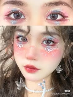 Candy Inspired Makeup, Crying Makeup, Aesthetic Eye Makeup, Angelic Makeup, Harajuku Makeup, Futuristic Makeup, Aesthetic Eye, Makeup Artistic, Vibrant Makeup