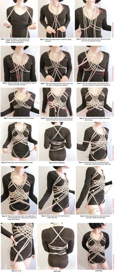 the instructions to tie up an unbuttoned shirt with stringing on it