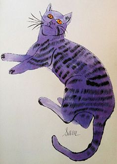 a drawing of a cat sitting on its hind legs with the word sam written below it