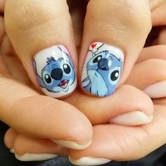 #disney #fashion #style.    MY FAV Disney Stitch Nails, Stitch Nails, Disney Nail Designs, Disney Acrylic Nails, Ideas For Nails, Kutek Disney, Christmas Manicure, Disney Makeup, Nail Art Disney