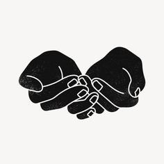 two hands holding each other over a white background