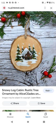 the log cabin rustic tree ornament is on sale