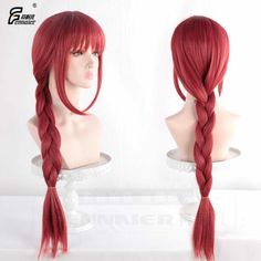 Long Red Braided Hair Bang Style Girl Cosplay Wig wigs Battle Hairstyles, Makima Hairstyle, Red Hair Cosplay, Makima Cosplay, Oc Hair, Chainsaw Man Makima, Vacation Hair, Hair Bang, Jordan Taylor