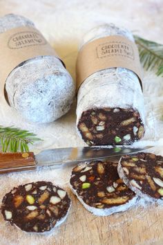 some cookies are sitting on a table next to a knife