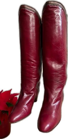 Fitted Red Vintage Boots, Vintage Red Winter Boots, Vintage Formal Boots For Winter, Formal Burgundy Heeled Boots For Fall, Retro Formal Winter Boots, Vintage Formal Winter Heeled Boots, Fitted Burgundy Heeled Boots For Winter, Fitted Burgundy Boots For Winter, Retro Heeled Boots For Formal Fall Occasions