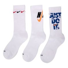 Nike Printing Logo Athleisure Casual Sports Socks 3 Pairs White DH3822-902 (Unisex) Printing Logo, Athleisure Casual, Sports Socks, Sport Socks, Print Logo, Athleisure, Stockings, Socks, Nike