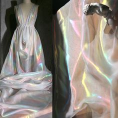 Rainbow Reflective Holographic Fabric, Symphony Perspective Laser Fabric, For Dance Clothing,Activewear, Costumes, Party Decor Diy, Wedding Dress Fabric, Iridescent Color, Clothing Fabric, Shiny Fabric