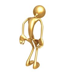 an image of a gold figure that is holding his hands out to the side, on a white background