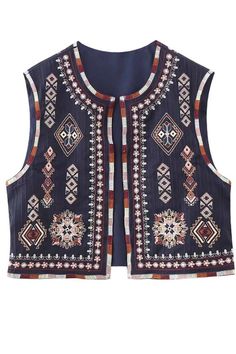 Embroidered Vest for Ladies Gilet at A.A.Y FASHION Form Outfits, Wedding Vest, Sixth Form Outfits, Y2k Cardigan, Waistcoat Woman, Round Neck Cardigan, Embroidered Vest, Boho Vest