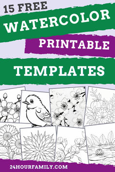 Easy watercolor templates to print for free Watercolor painting templates free printables watercolor templates to paint Drawings To Paint Easy, Watercolor Art Templates, Watercolour Templates Free Printable, Watercolor Coloring Pages Free Printable, Free Watercolor Printable Templates, Watercolor Templates Printables Free, Watercolour Templates, Watercolor Templates Printables, Printable Painting Templates