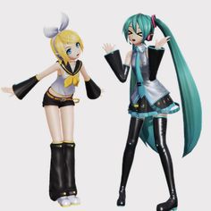 Miku Y Rin, Rinku Vocaloid, Rin And Miku, Neru Vocaloid, Miku And Rin, Vocaloid Ships, Rin Vocaloid, Rin Cosplay, Miku Cosplay