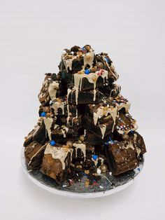 a christmas tree made out of brownies and marshmallows